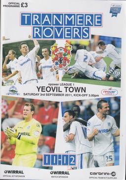 Tranmere Rovers v Yeovil Match Programme 2011-09-03